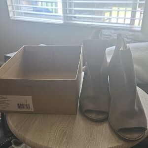 Lucky Brand Tan Peep-Toe Ankle Booties